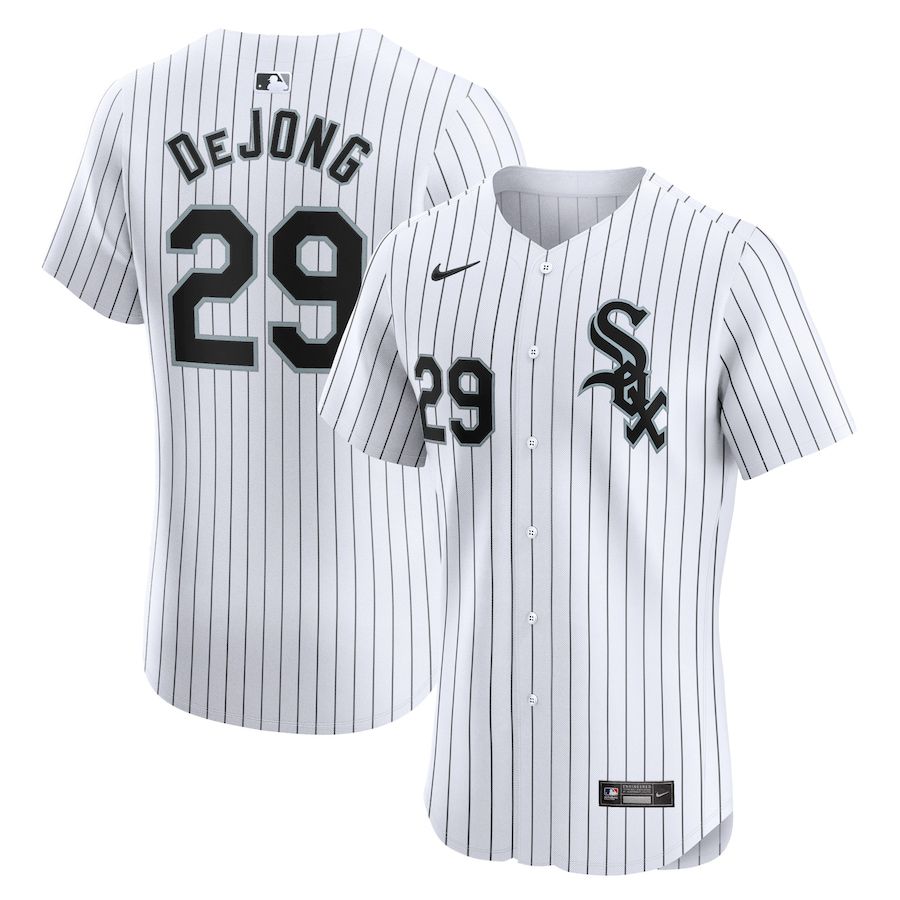 Men Chicago White Sox #29 Paul DeJong Nike White Home Elite Player MLB Jersey->->